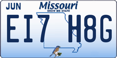 MO license plate EI7H8G