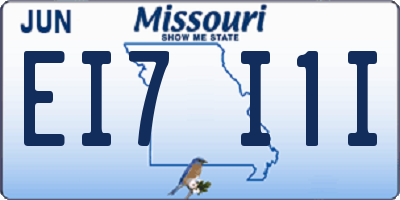 MO license plate EI7I1I