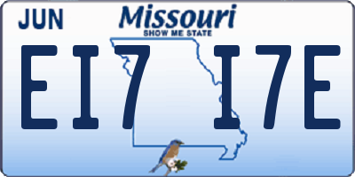 MO license plate EI7I7E