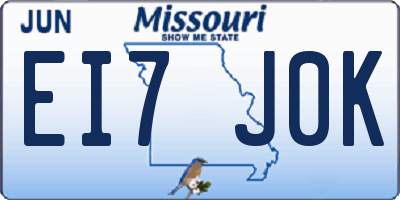 MO license plate EI7J0K