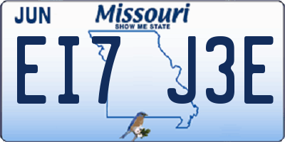 MO license plate EI7J3E