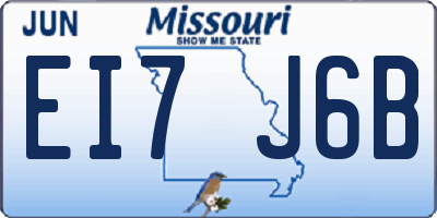 MO license plate EI7J6B