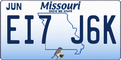 MO license plate EI7J6K