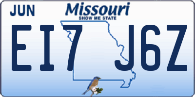 MO license plate EI7J6Z