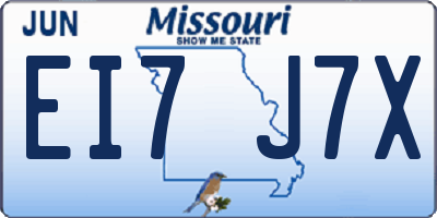 MO license plate EI7J7X