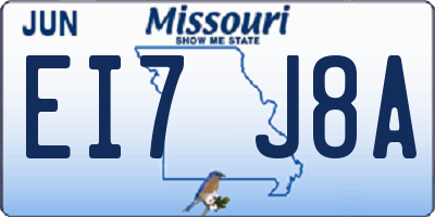 MO license plate EI7J8A