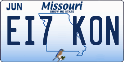 MO license plate EI7K0N