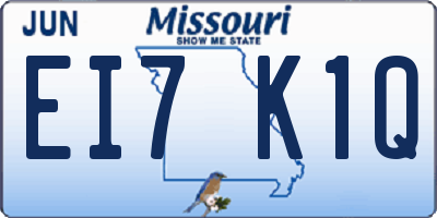 MO license plate EI7K1Q