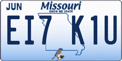 MO license plate EI7K1U