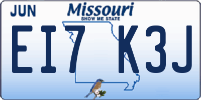 MO license plate EI7K3J
