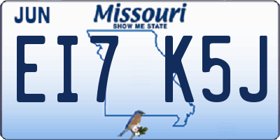 MO license plate EI7K5J