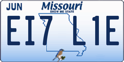MO license plate EI7L1E
