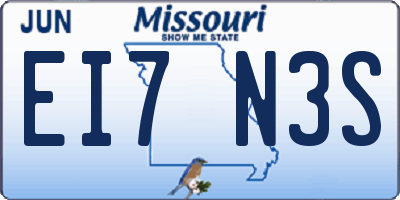 MO license plate EI7N3S