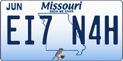 MO license plate EI7N4H