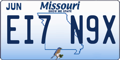 MO license plate EI7N9X