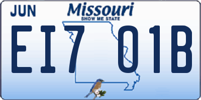 MO license plate EI7O1B