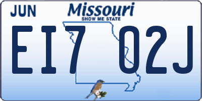MO license plate EI7O2J