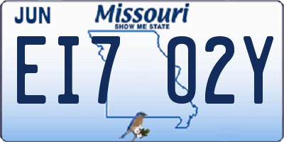MO license plate EI7O2Y
