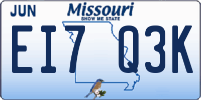 MO license plate EI7Q3K