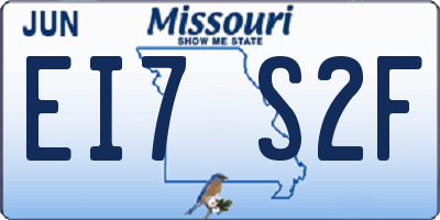 MO license plate EI7S2F