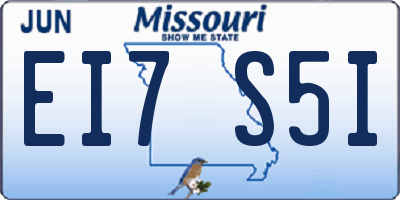 MO license plate EI7S5I