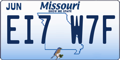 MO license plate EI7W7F