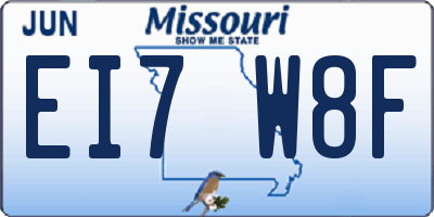 MO license plate EI7W8F