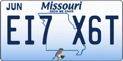 MO license plate EI7X6T