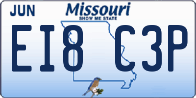 MO license plate EI8C3P