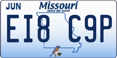 MO license plate EI8C9P