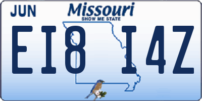 MO license plate EI8I4Z