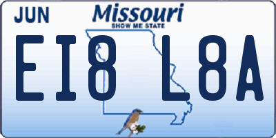 MO license plate EI8L8A