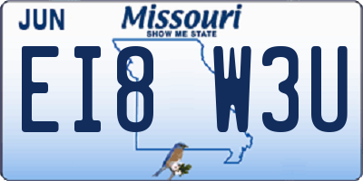 MO license plate EI8W3U