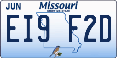 MO license plate EI9F2D