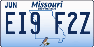 MO license plate EI9F2Z