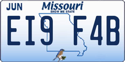 MO license plate EI9F4B