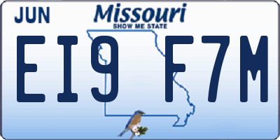 MO license plate EI9F7M