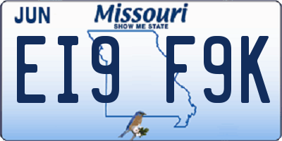 MO license plate EI9F9K