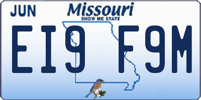 MO license plate EI9F9M