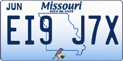 MO license plate EI9J7X