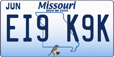 MO license plate EI9K9K