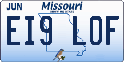 MO license plate EI9L0F