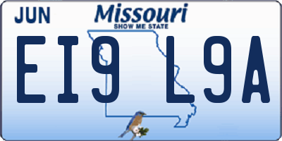 MO license plate EI9L9A