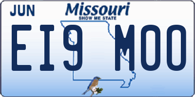 MO license plate EI9M0O