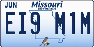 MO license plate EI9M1M