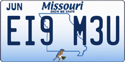MO license plate EI9M3U
