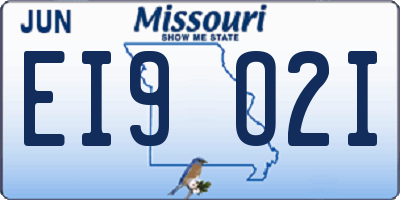 MO license plate EI9O2I