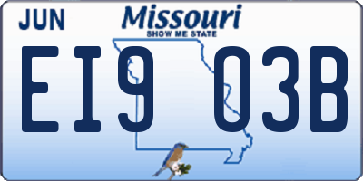 MO license plate EI9O3B