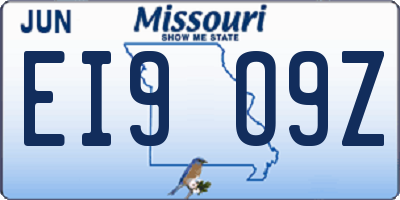 MO license plate EI9O9Z