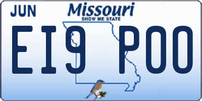 MO license plate EI9P0O